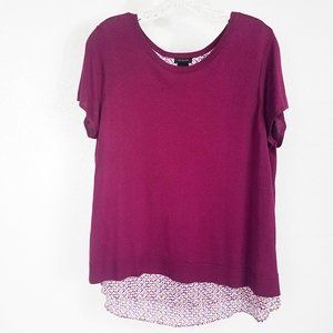 Ann Taylor Red Layered Women's Shirt Top Blouse